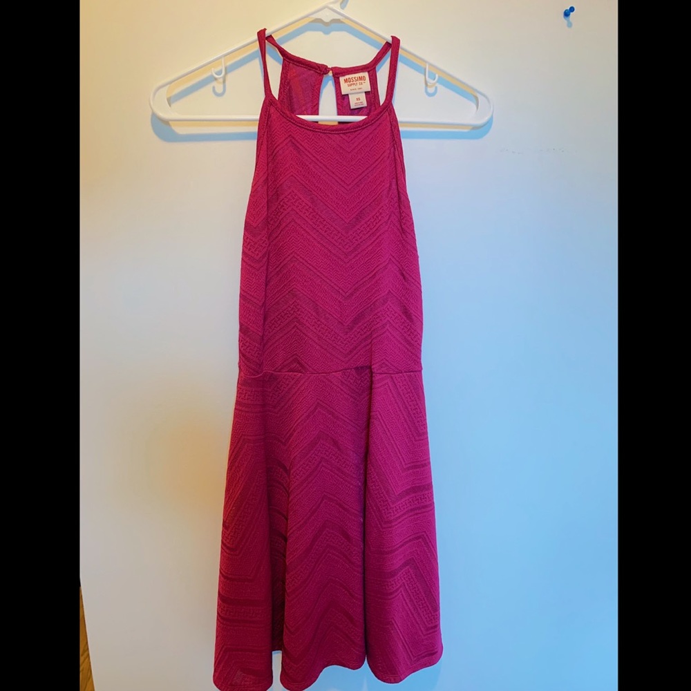 fuchsia fit & flare chevron print dress!